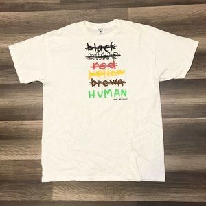 VINTAGE 90s Human Race T Shirt Racial Equality One Love Peace Sz XL